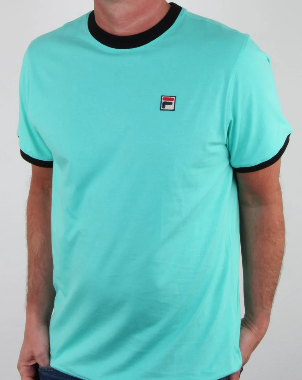 Fila Vintage Ringer T Shirt Aqua/Navy - Image 4