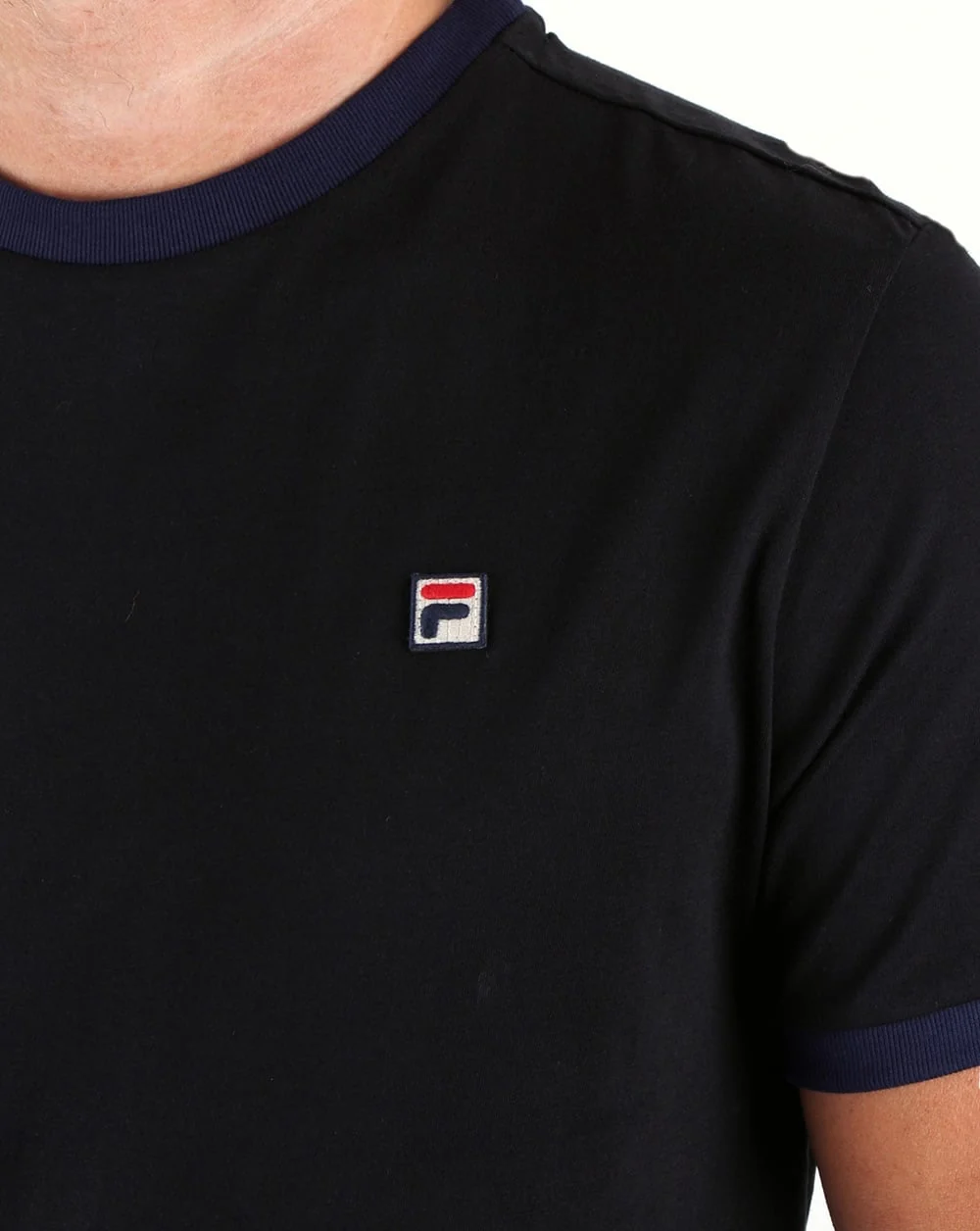 Fila Vintage Ringer T Shirt Black - Image 2