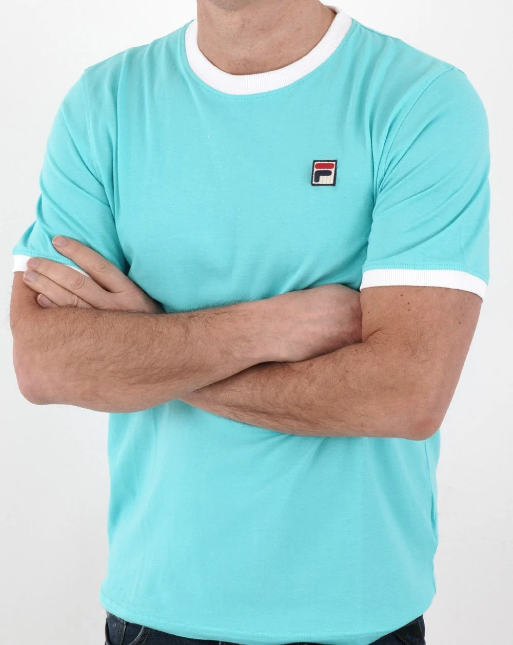 Fila Vintage Ringer T Shirt Blue Radiance/White - Image 2