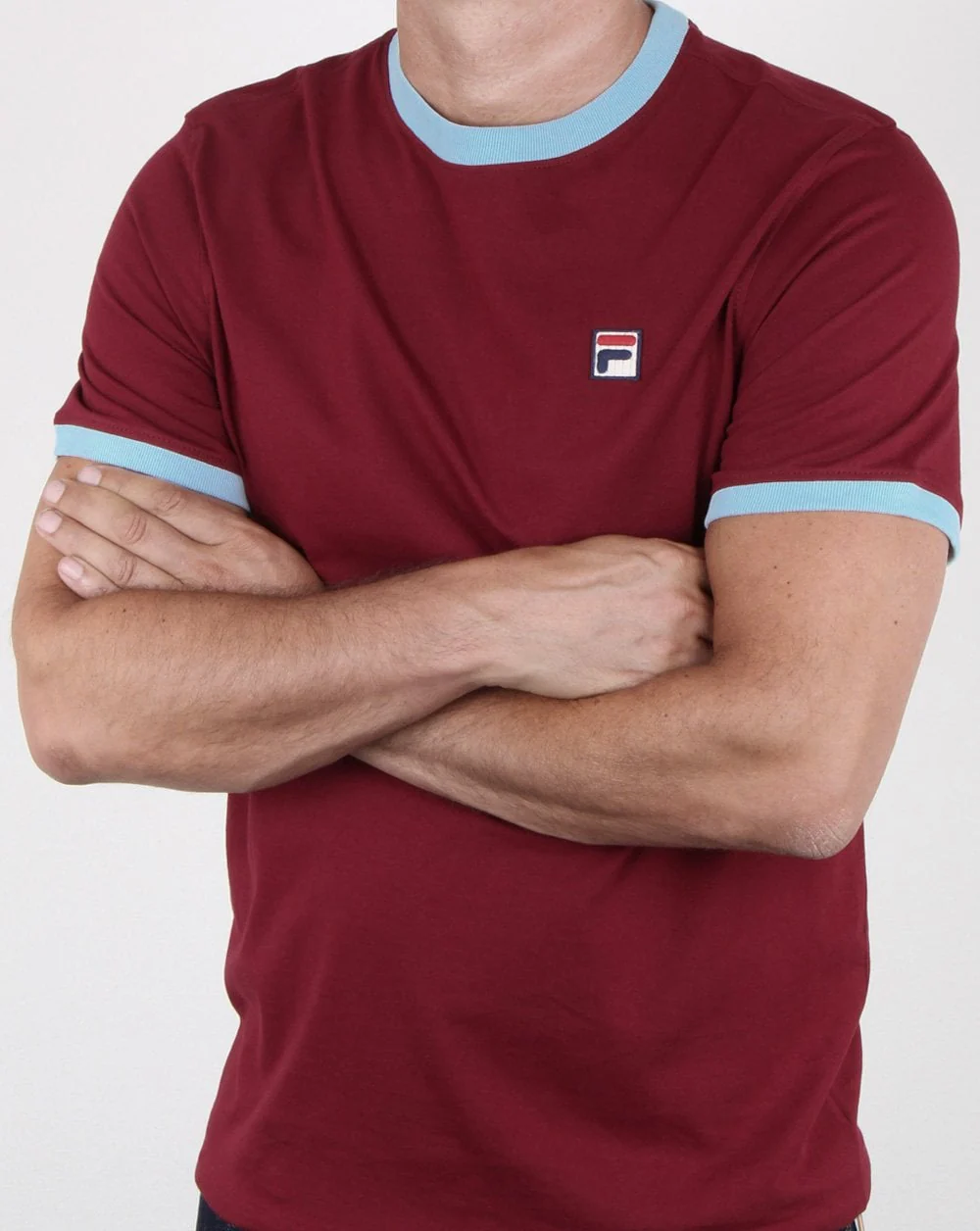 Fila Vintage Ringer T Shirt Claret - Sky - Image 2