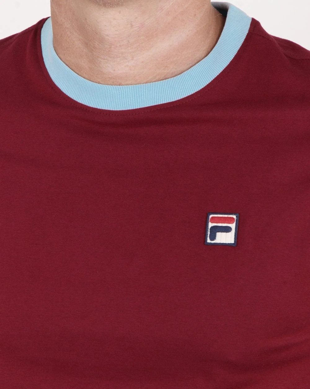 Fila Vintage Ringer T Shirt Claret - Sky - Image 3
