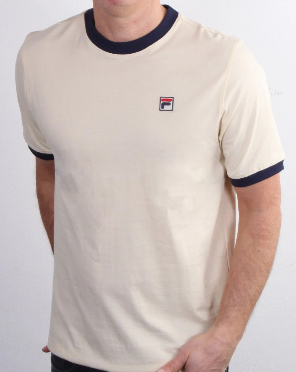Fila Vintage Ringer T Shirt Cream - Image 2