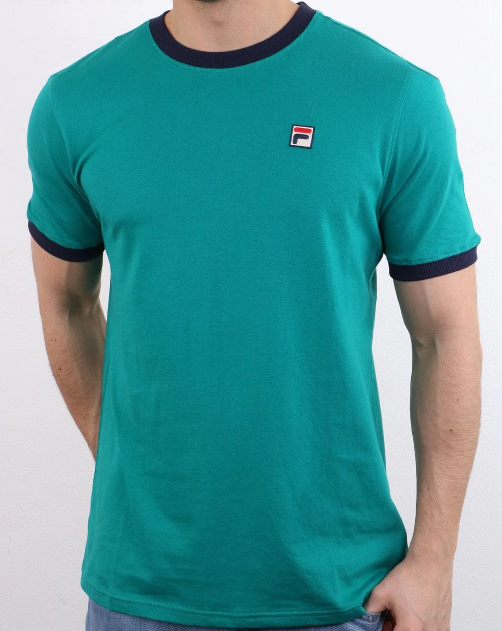 Fila Vintage Ringer T Shirt Emerald/Navy - Image 3
