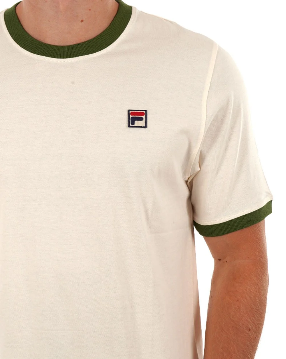 Fila Vintage Ringer T Shirt Gardenia/Green - Image 2