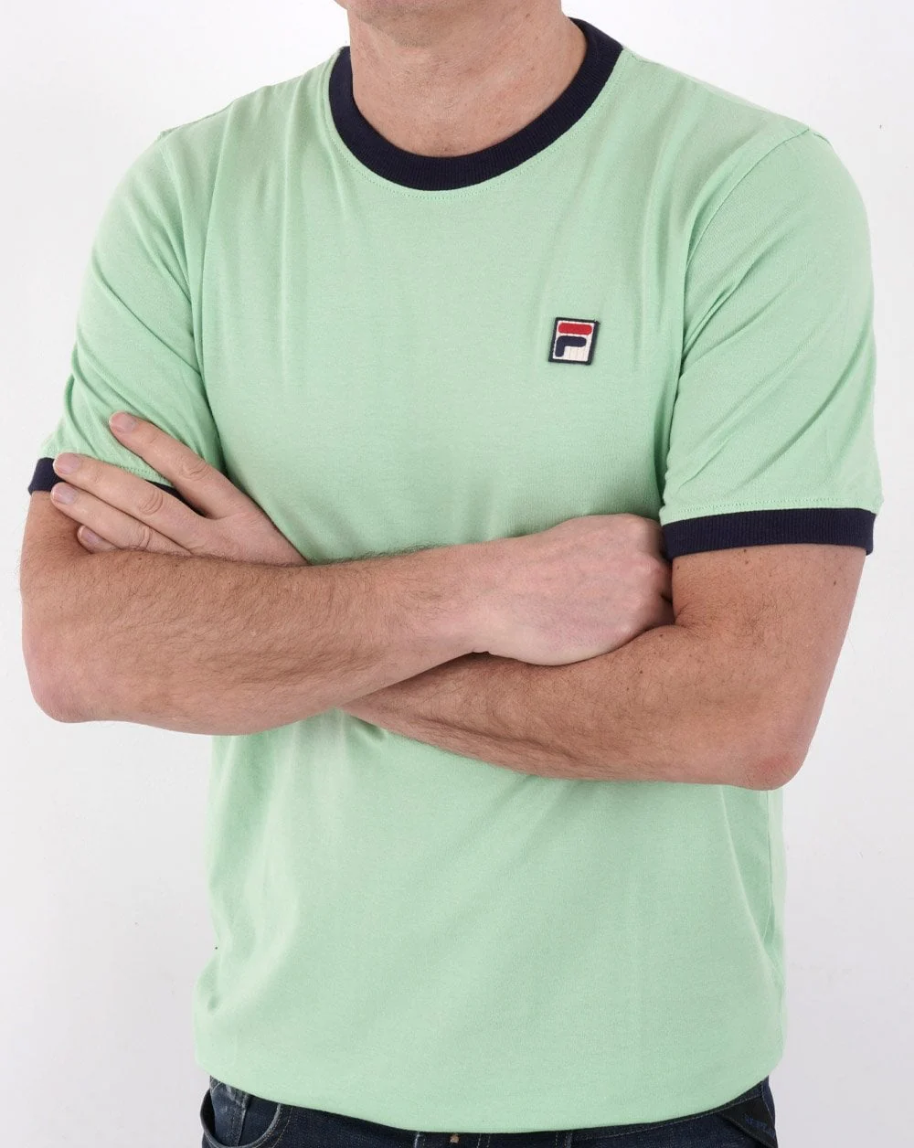 Fila Vintage Ringer T Shirt Green/Navy - Image 2