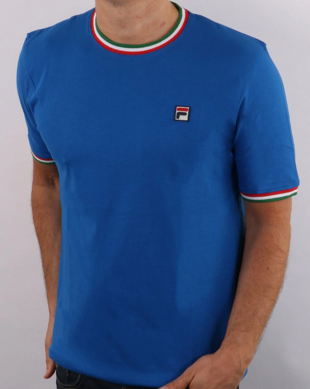 Fila Vintage Ringer T Shirt Italia Blue - Image 2