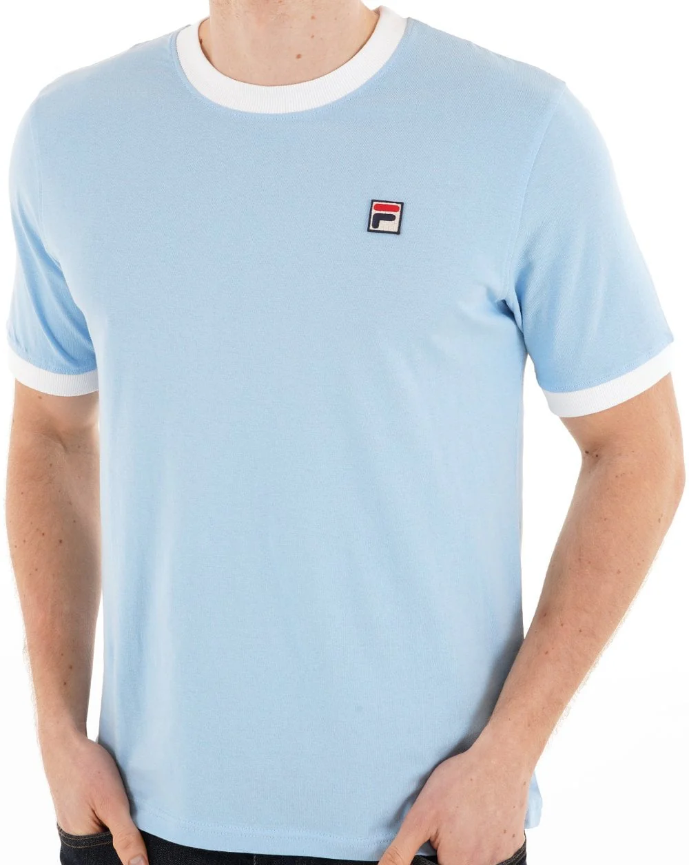 Fila Vintage Ringer T Shirt Light Blue White - Image 2
