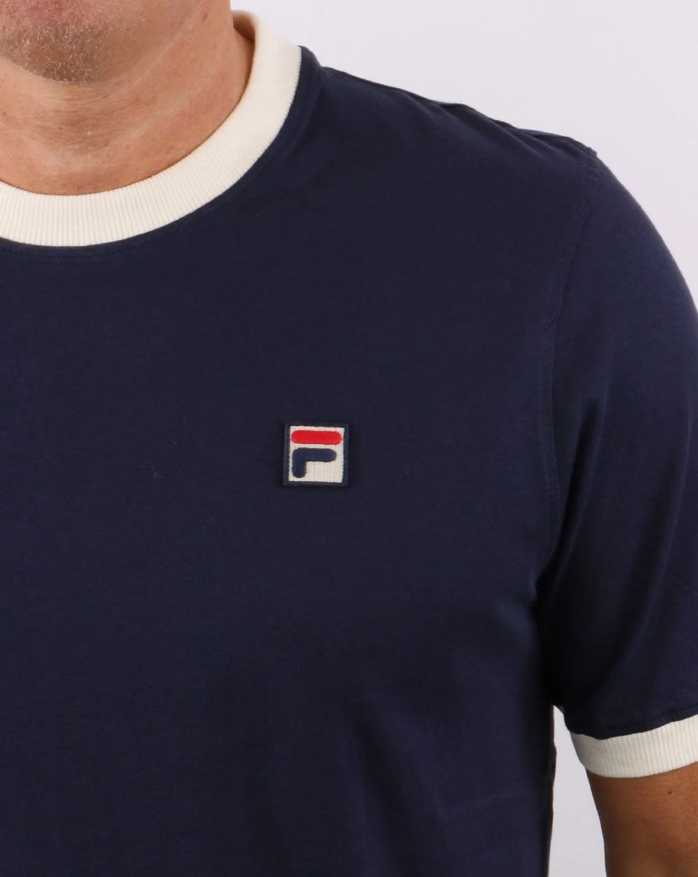 Fila Vintage Ringer T Shirt Navy/Cream - Image 2