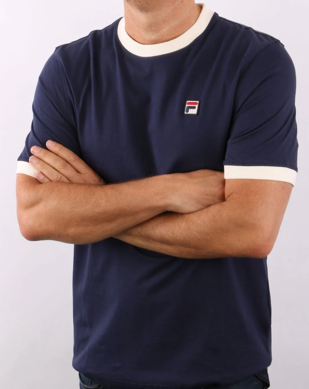 Fila Vintage Ringer T Shirt Navy/Cream - Image 3
