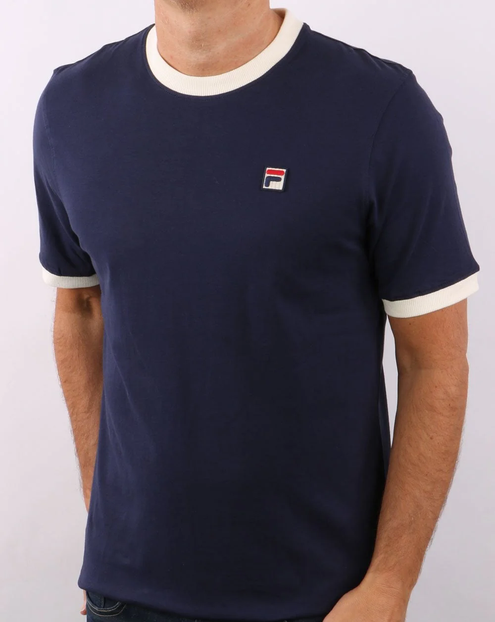 Fila Vintage Ringer T Shirt Navy/Cream - Image 4