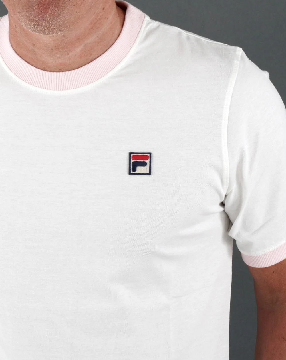 Fila Vintage Ringer T Shirt Off White/Pink - Image 2