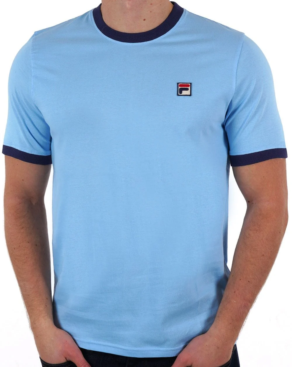 Fila Vintage Ringer T Shirt Sky Blue/Navy