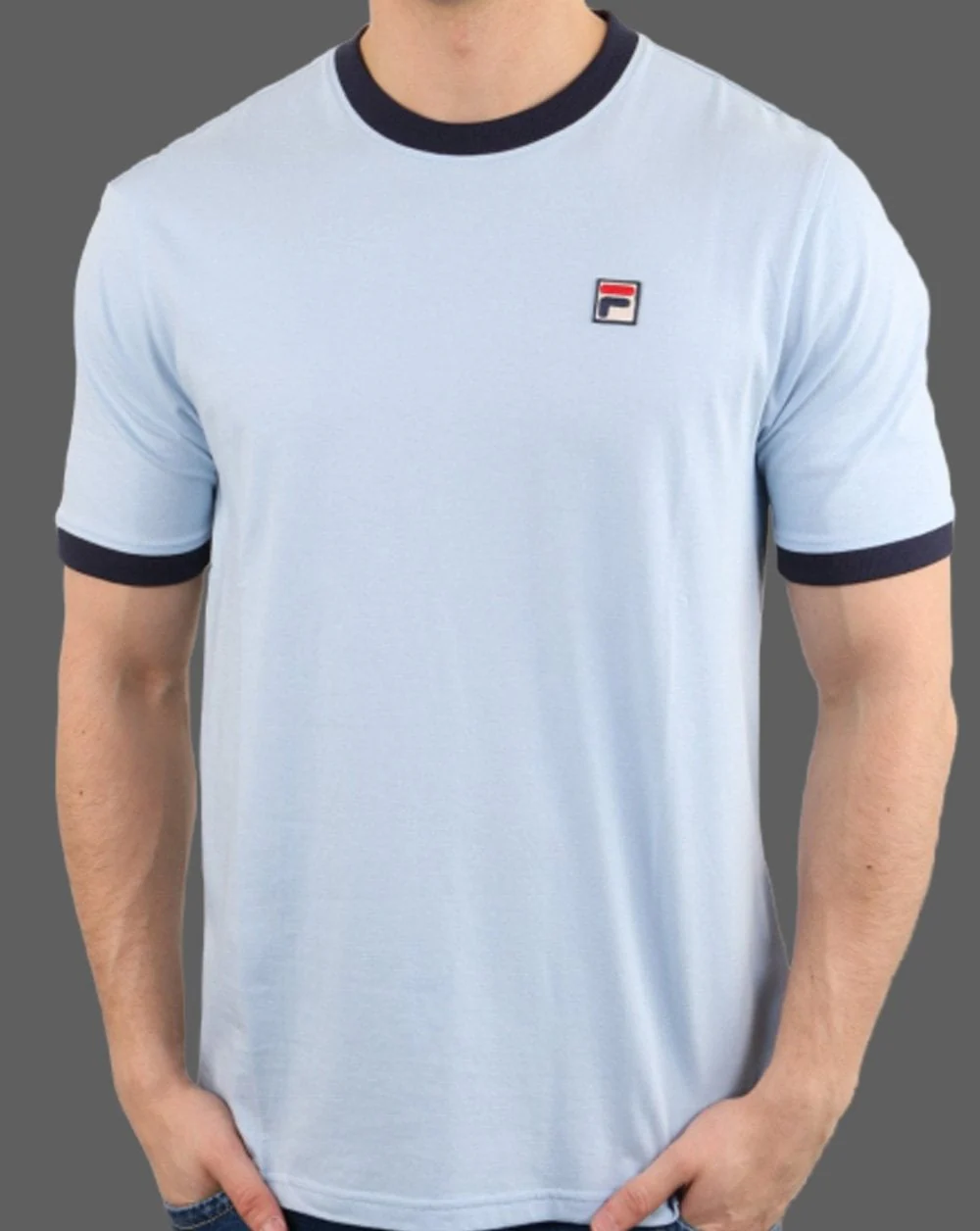 Fila Vintage Ringer T Shirt Sky Blue/Navy