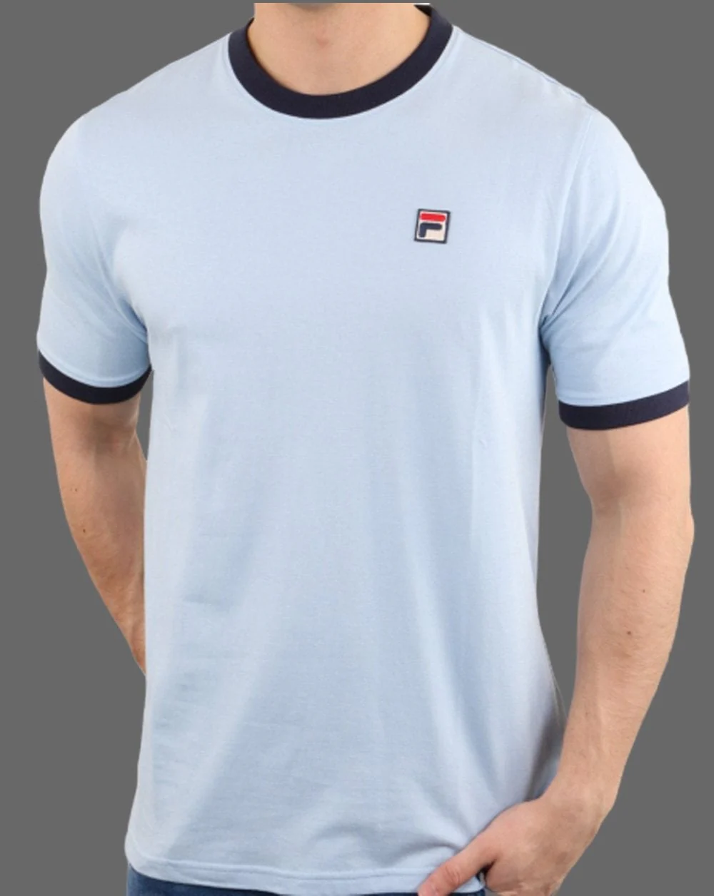 Fila Vintage Ringer T Shirt Sky Blue/Navy - Image 2