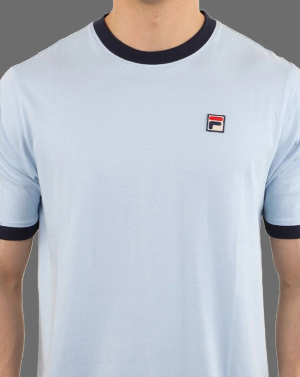 Fila Vintage Ringer T Shirt Sky Blue/Navy - Image 3