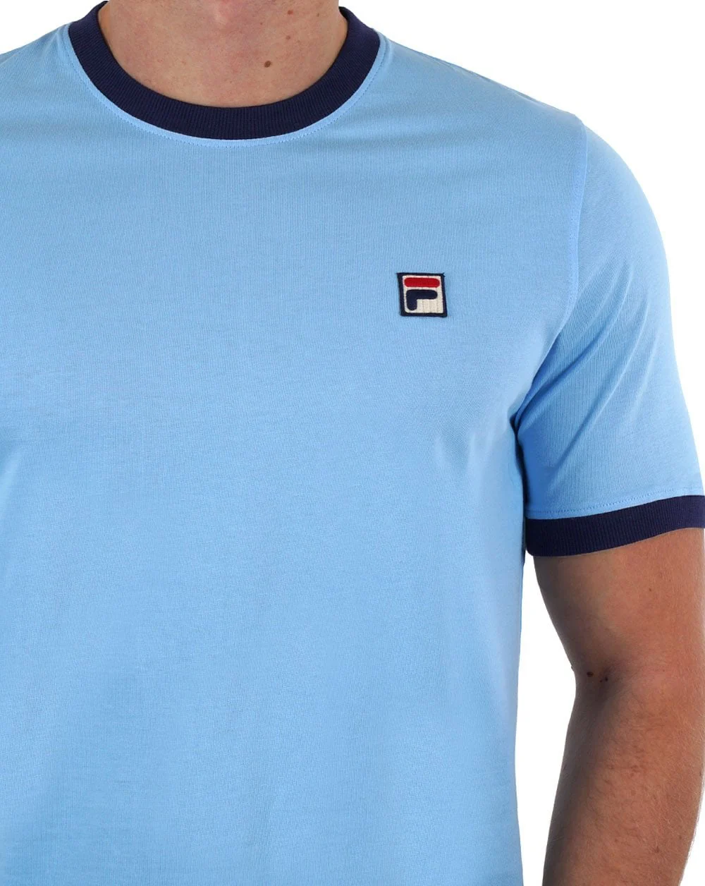 Fila Vintage Ringer T Shirt Sky Blue/Navy - Image 2