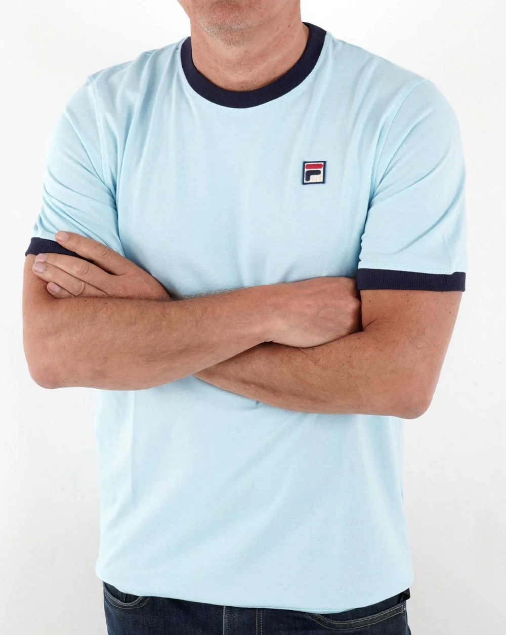 Fila Vintage Ringer T Shirt Sky /Navy - Image 3