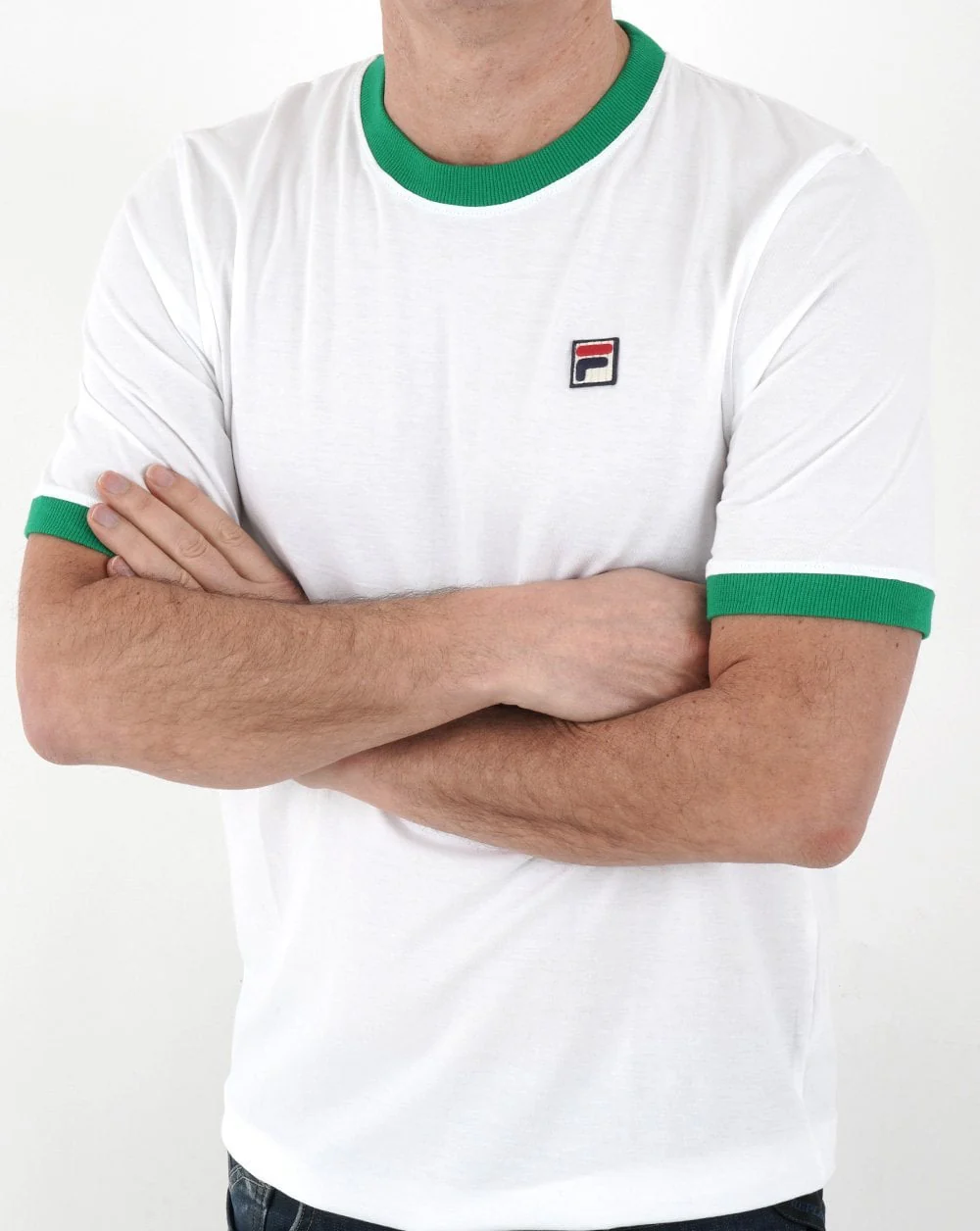 Fila Vintage Ringer T Shirt White/Green - Image 2