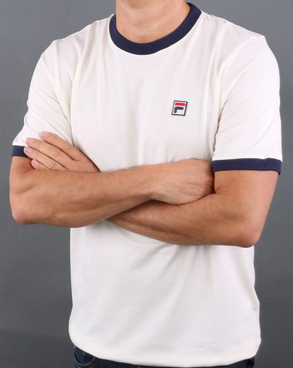 Fila Vintage Ringer T Shirt White/navy - Image 3