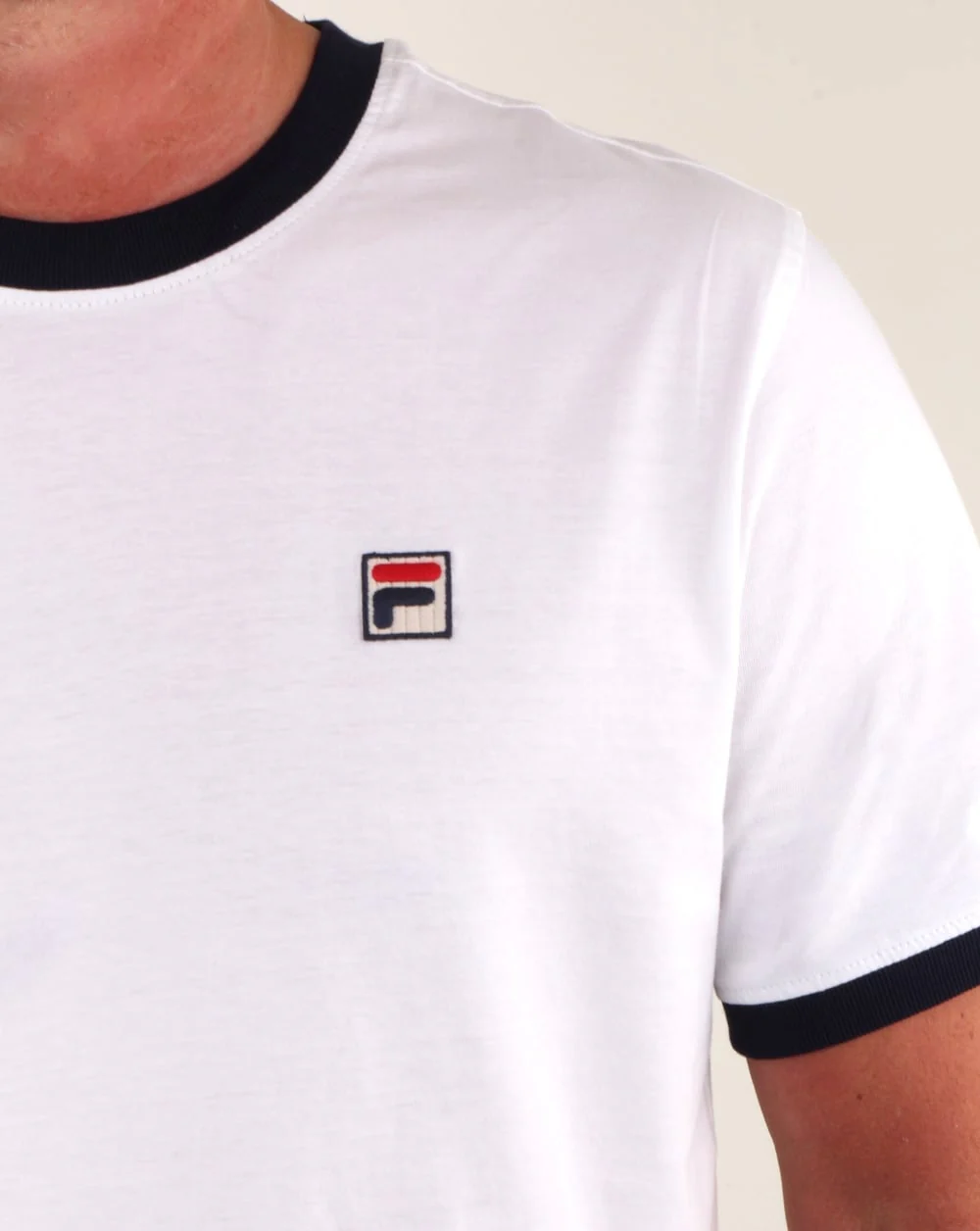 Fila Vintage Ringer T-shirt White/Navy - Image 3