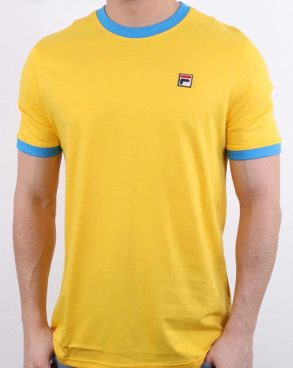 Fila Vintage Ringer T Shirt Yellow/Blue
