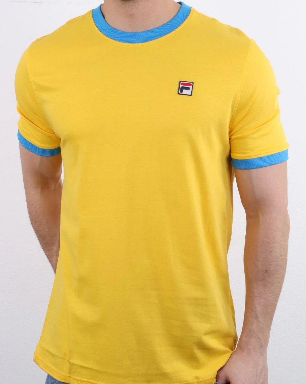 Fila Vintage Ringer T Shirt Yellow/Blue - Image 3