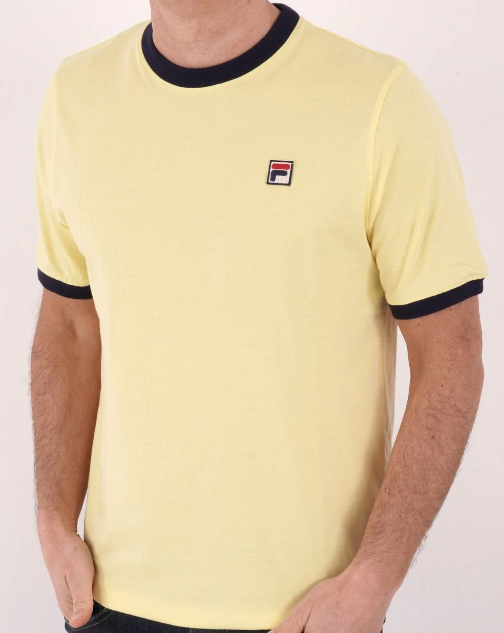 Fila Vintage Ringer T Shirt Yellow/Navy