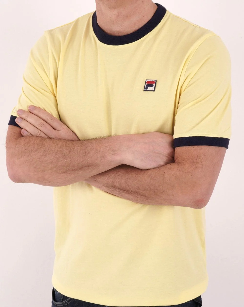 Fila Vintage Ringer T Shirt Yellow/Navy - Image 2