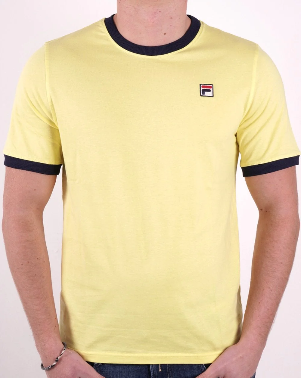 Fila Vintage Ringer T Shirt Yellow/Navy - Image 2