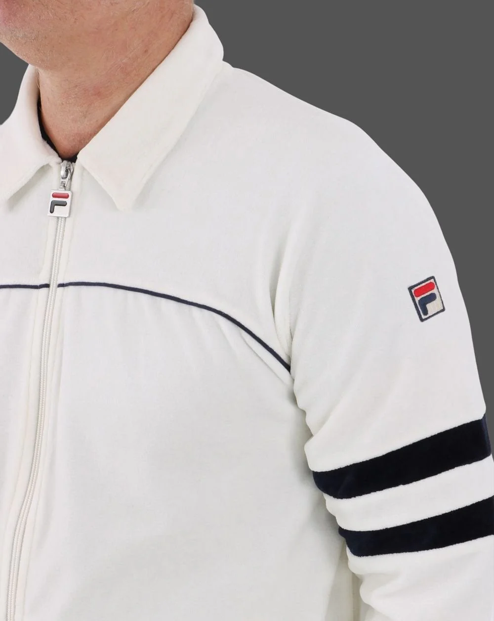 Fila Vintage Sammy-Frankie Velour Track Top Off White/Navy - Image 3