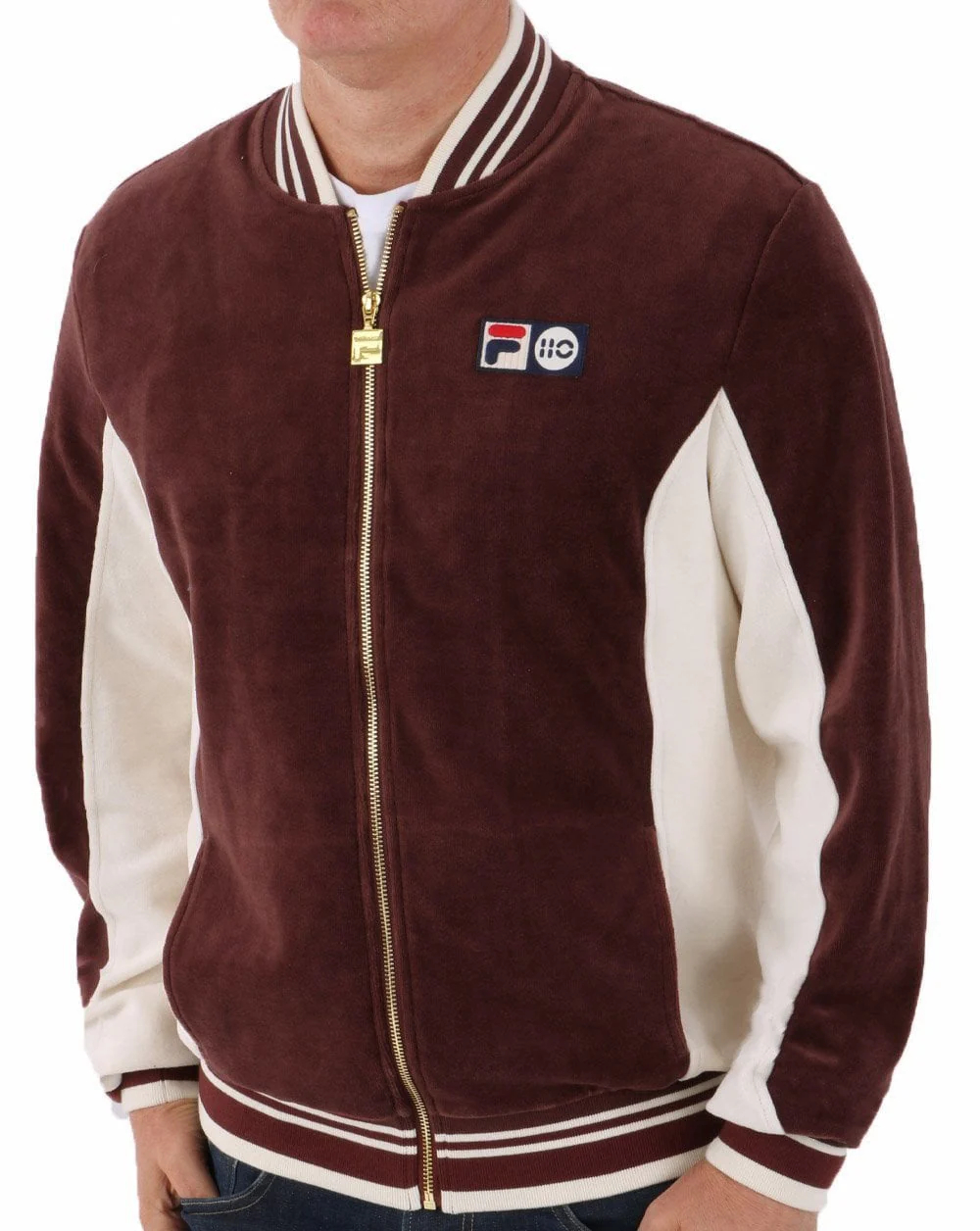 Fila Vintage Settanta 110 Velour Track Top Choc - Image 2