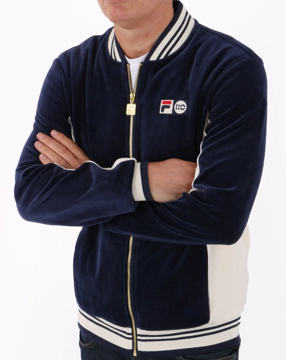 Fila Vintage Settanta 110 Velour Track Top Navy - Image 4