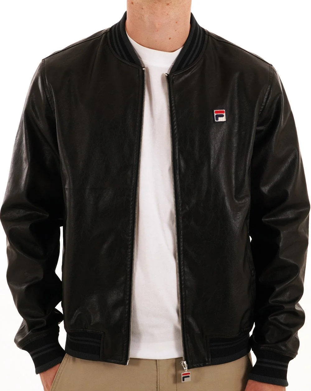 Fila Vintage Settanta Leather Look Jacket Black - Image 4
