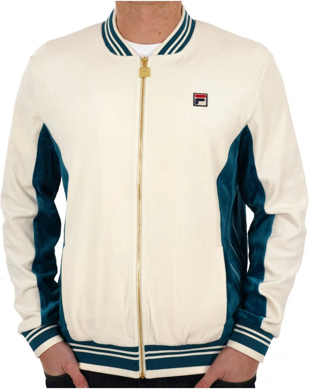 Fila Vintage Settanta Velour Mk1 Track Top Gardenia Lagoon