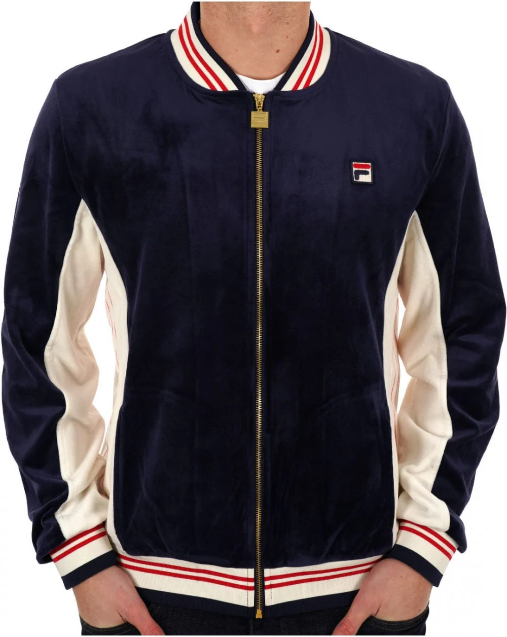 Fila Vintage Settanta Velour MK1 Track Top Navy - Image 2