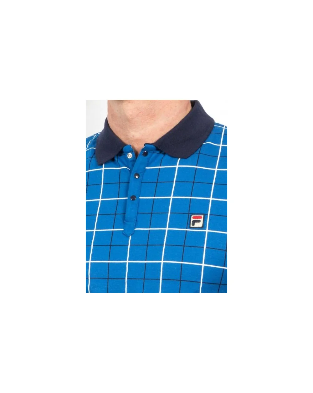 Fila Vintage Settimo Windowpane Polo Shirt French Blue - Image 2