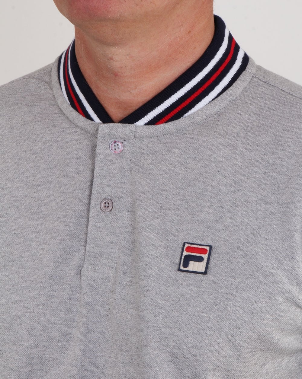 Fila Vintage Skipper Polo Shirt Light Grey Marl - Image 2