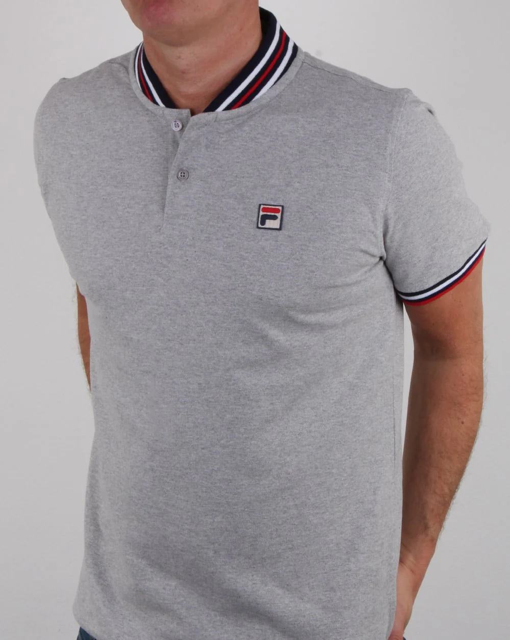 Fila Vintage Skipper Polo Shirt Light Grey Marl - Image 4