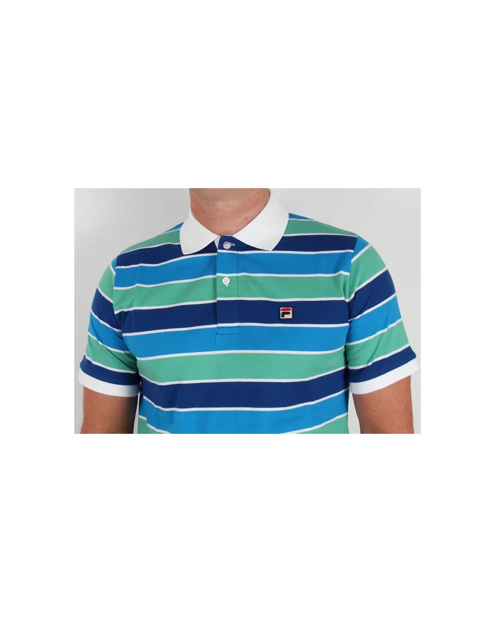 Fila Vintage Smuggler Striped Polo Italia Blue/Spring Green - Image 2