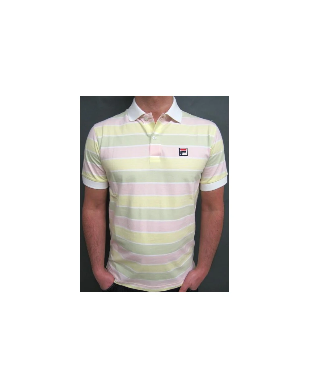 Fila Vintage Smuggler Striped Polo White/Yellow/Pink/Green