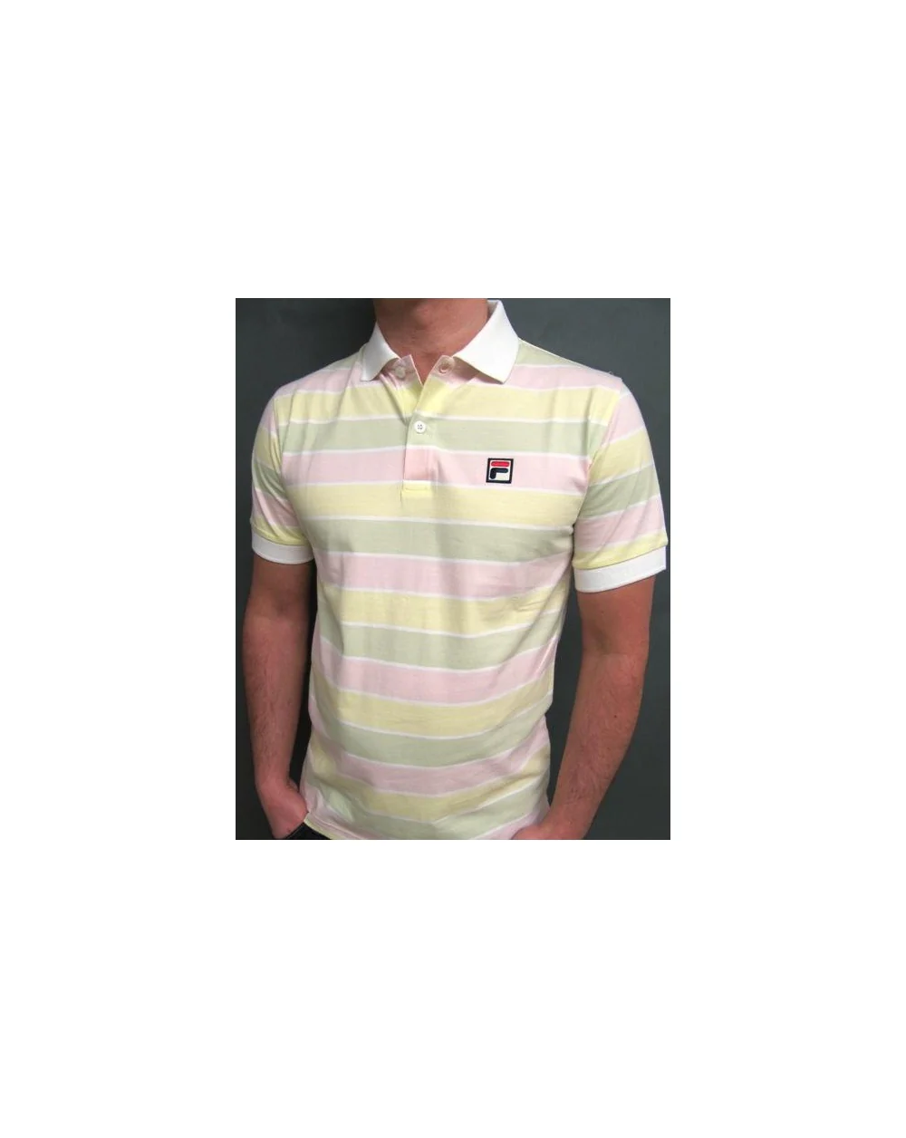 Fila Vintage Smuggler Striped Polo White/Yellow/Pink/Green - Image 2