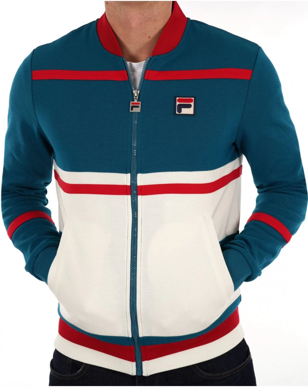 Fila Vintage Stefan Track Top Deep Lagoon / Red / Gardenia - Image 2