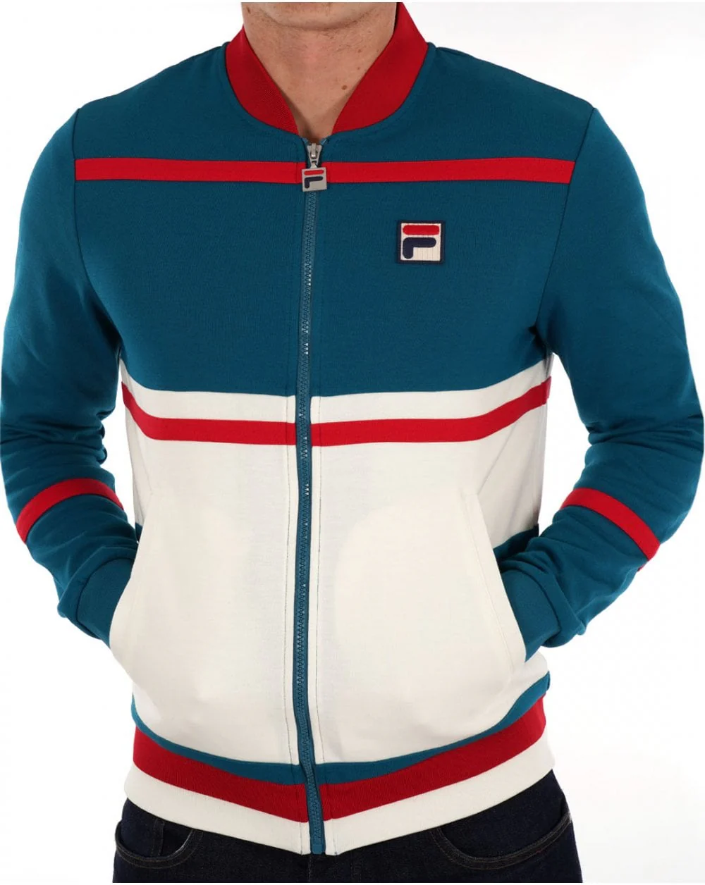 Fila Vintage Stefan Track Top Deep Lagoon / Red / Gardenia - Image 3