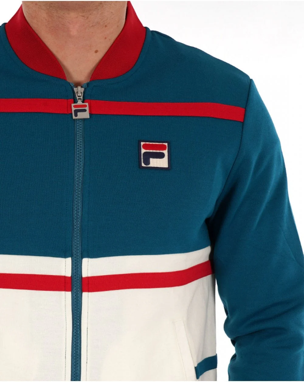 Fila Vintage Stefan Track Top Deep Lagoon / Red / Gardenia - Image 4