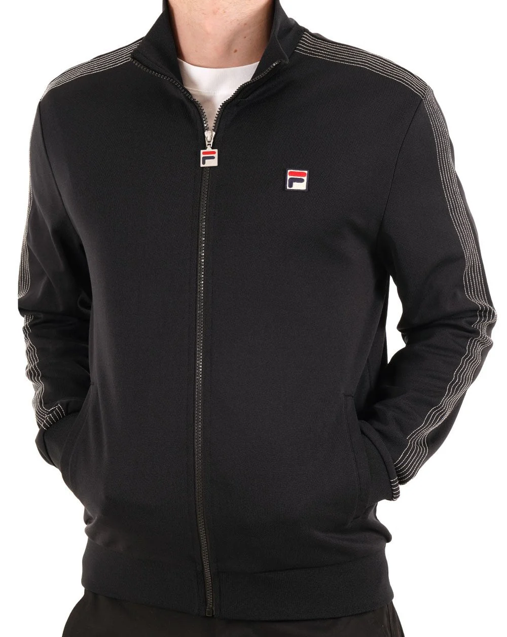 Fila Vintage Stitch Detail Track Top Black - Image 3