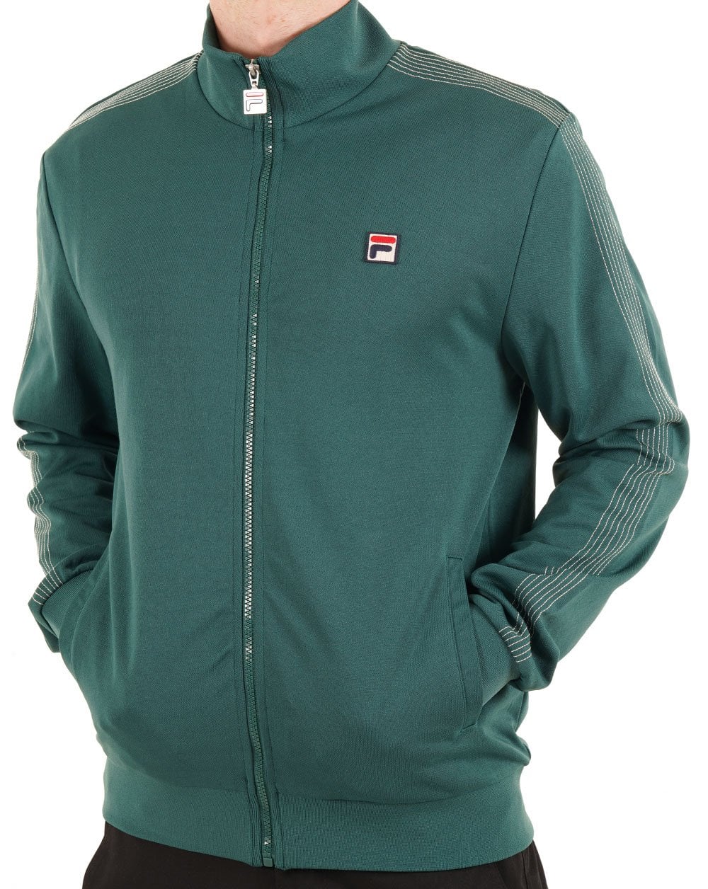 Fila Vintage Stitch Detail Track Top Deep Green - Image 3