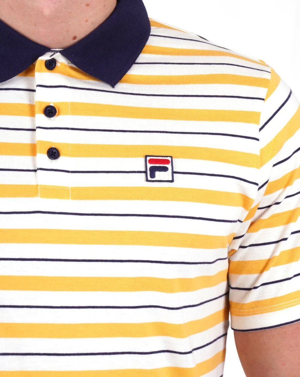 Fila Vintage Striped Polo Shirt yellow / navy - Image 2