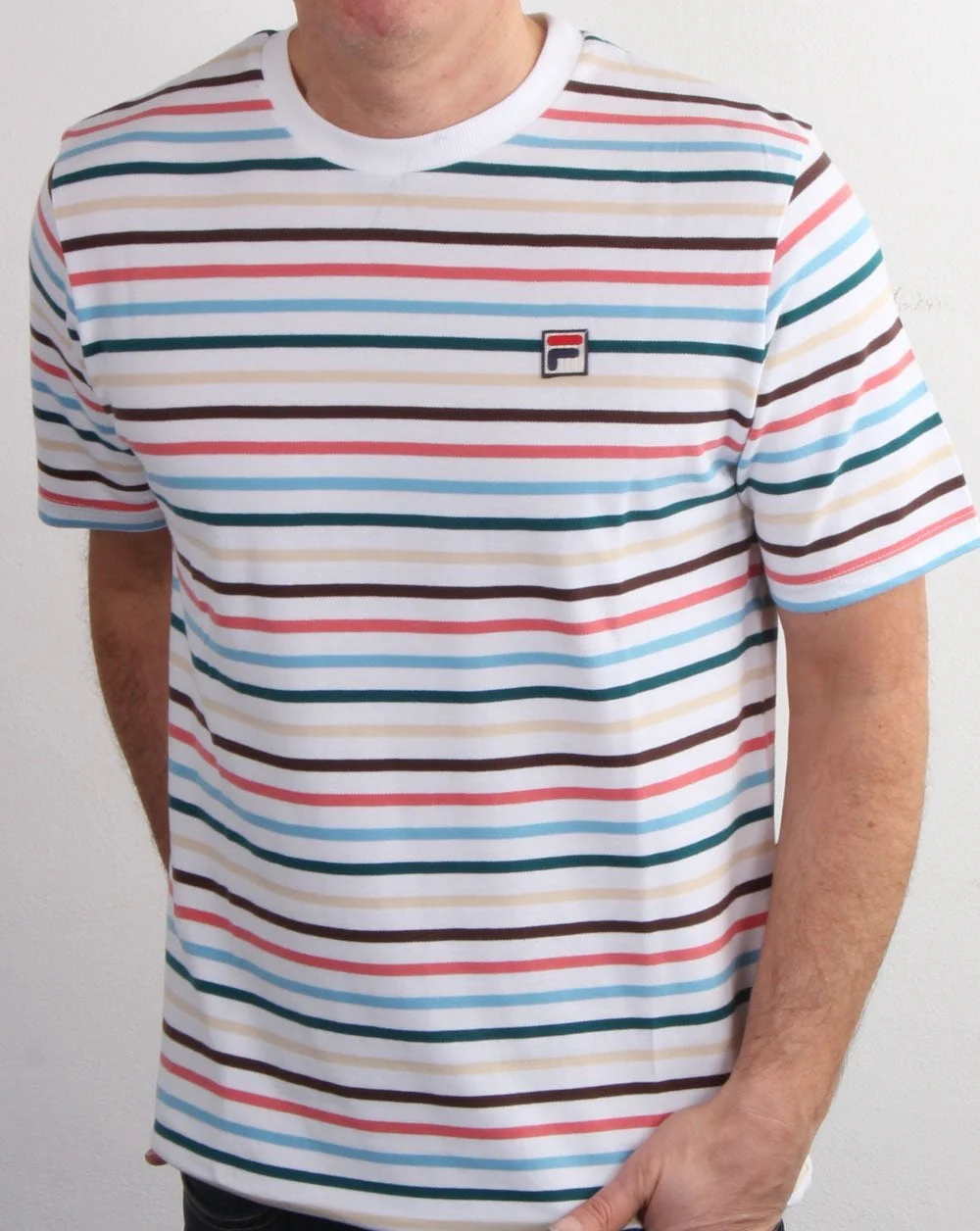 Fila Vintage Striped T Shirt White/multi - Image 3