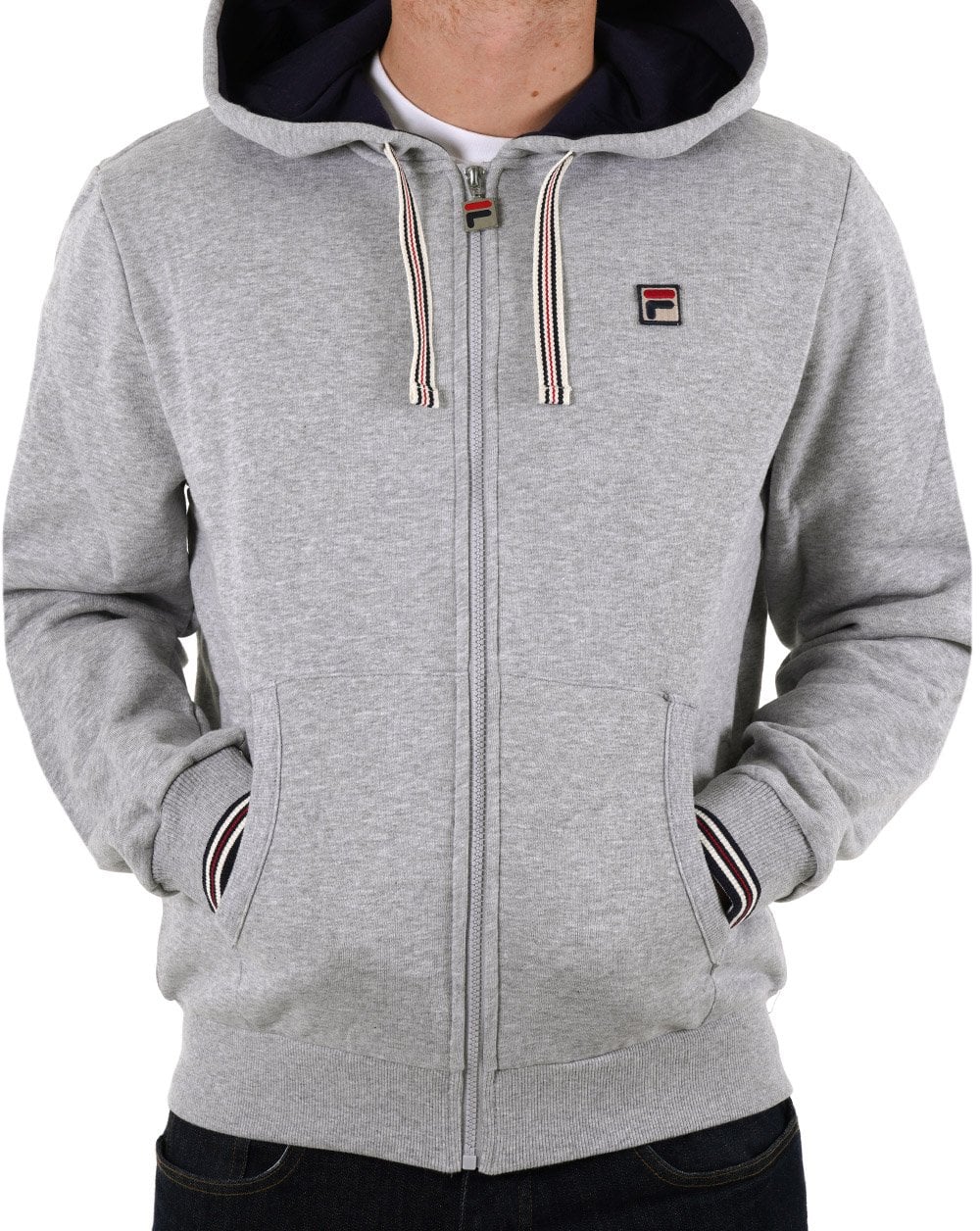 Fila Vintage Tenconi Hoodie Light Grey Marl - Image 3