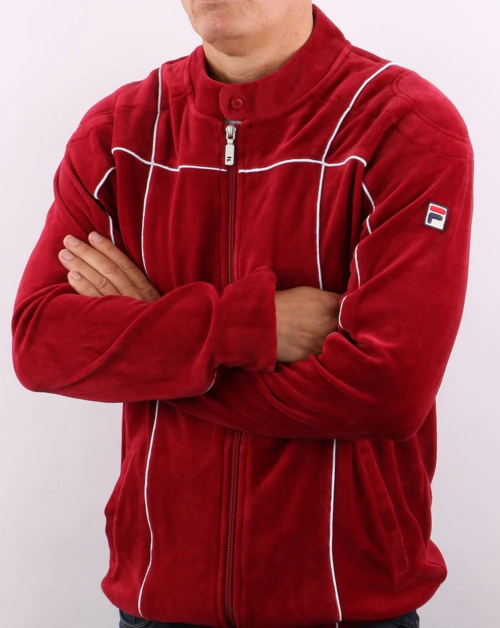 Fila Vintage Terrinda Velour Track Top Deep Red/white - Image 3